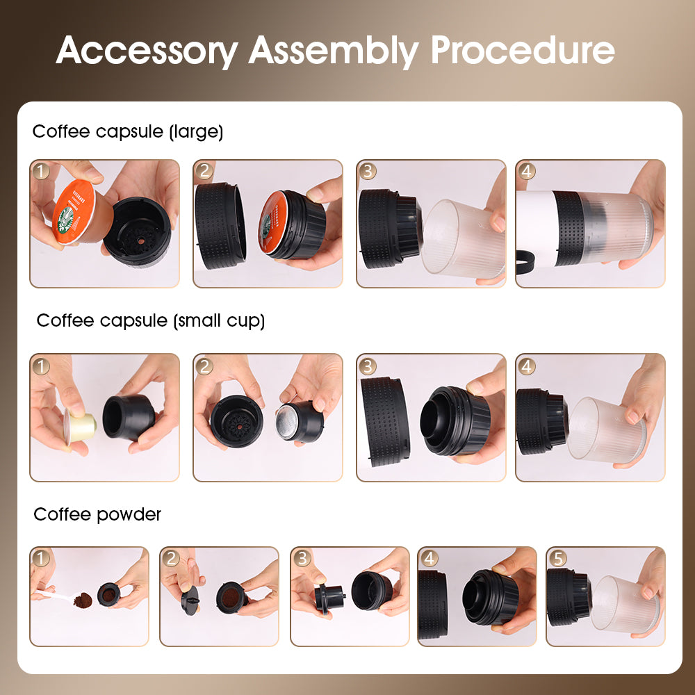 Portable Capsule Coffee Machine – Self-Heating Electric Espresso Maker for Home, Travel & Office, USB Rechargeable, Compatible with Capsules & Ground Coffee