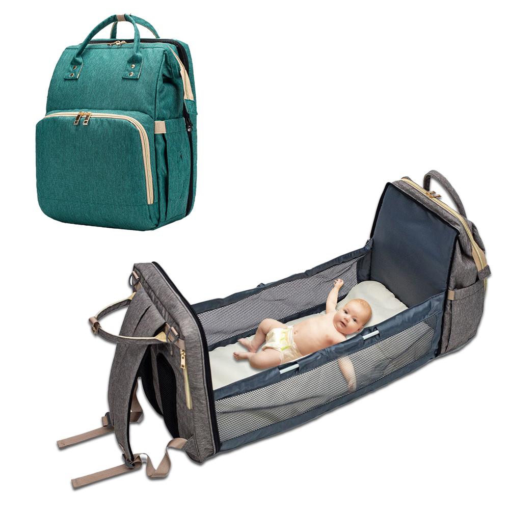 4-in-1 Convertible Baby Diaper Bag Backpack – Lightweight Travel Storage with Built-In Baby Bed