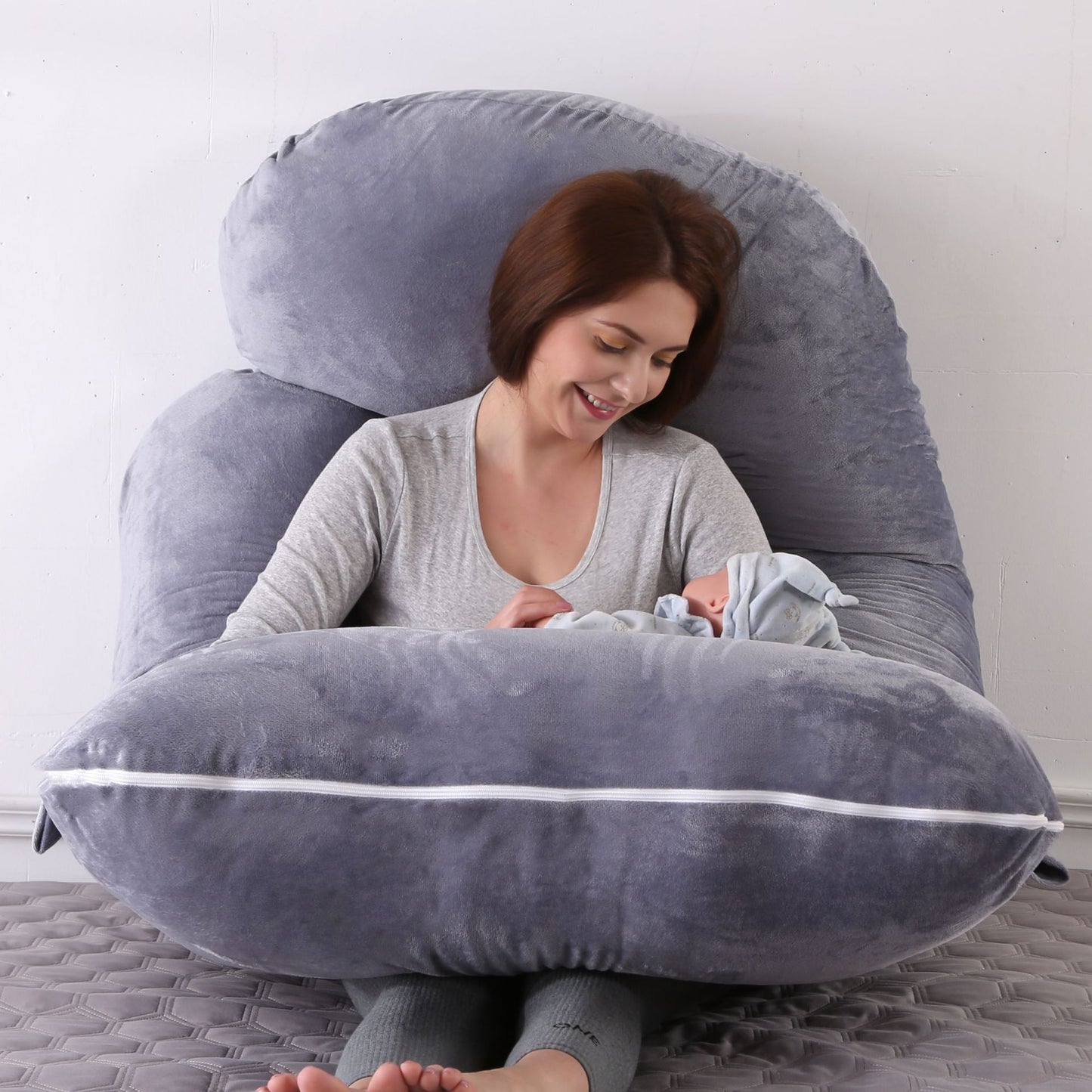 Pregnancy Pillow – Detachable Crystal Velvet G-Type Side-Lying Waist Protection Pillow for Expectant Mothers