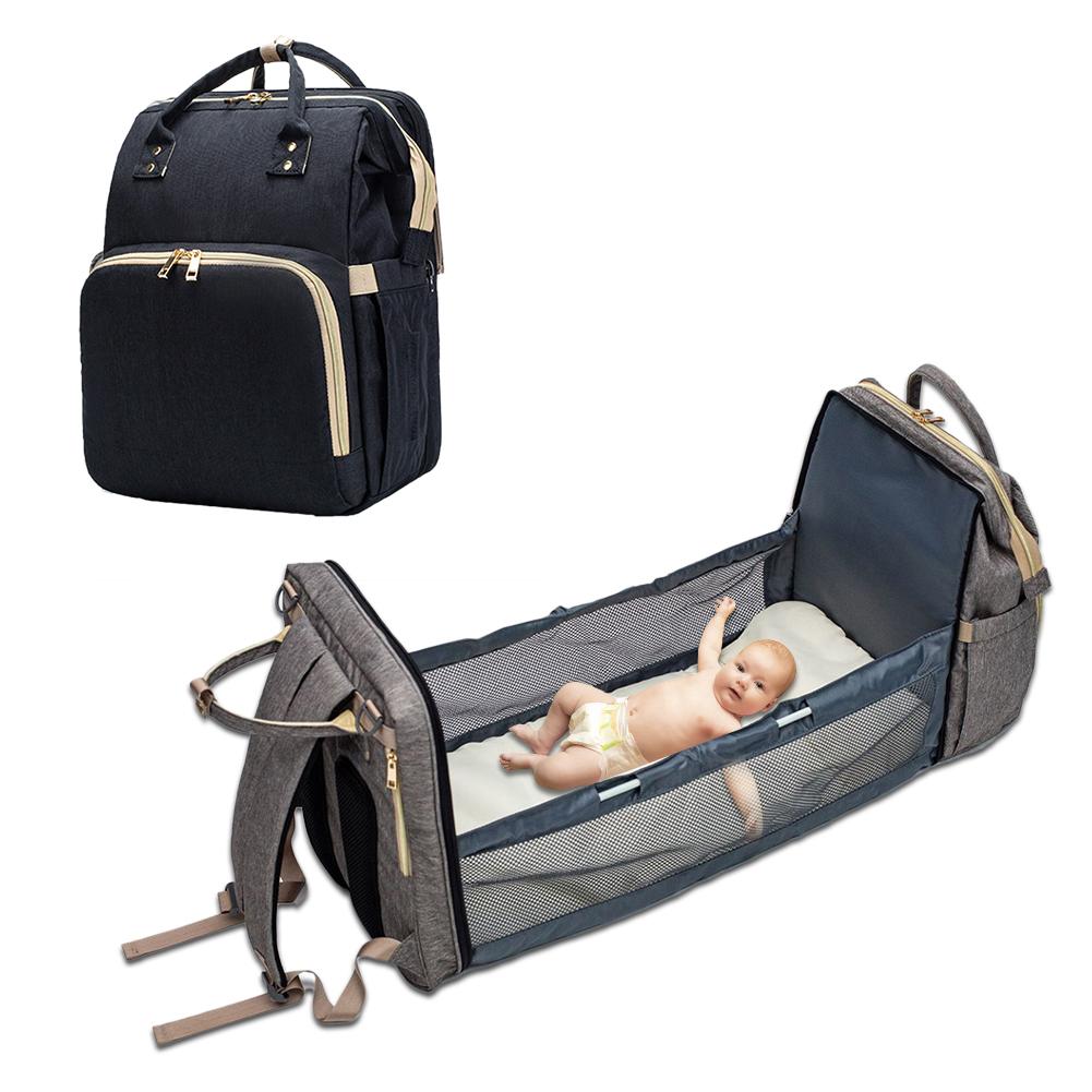 4-in-1 Convertible Baby Diaper Bag Backpack – Lightweight Travel Storage with Built-In Baby Bed