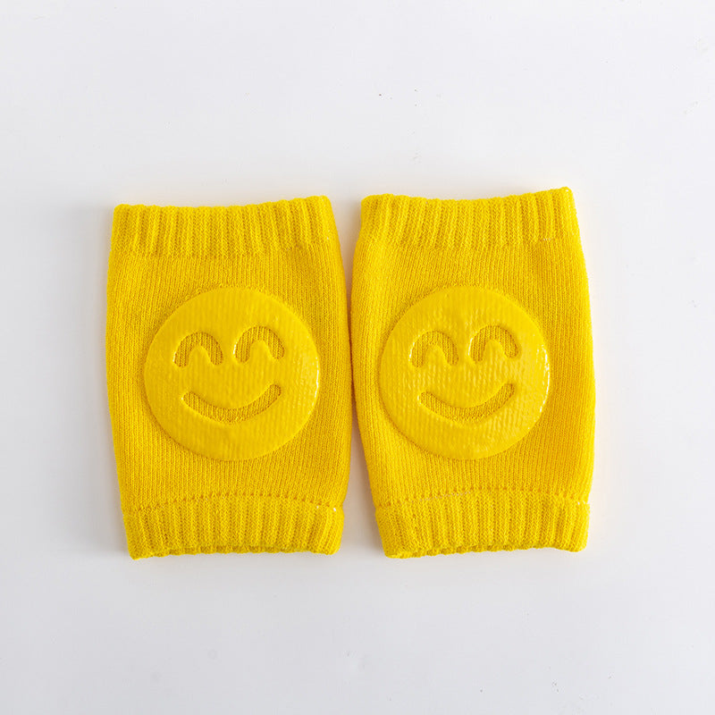 Woolen Baby Knee & Elbow Protectors – Soft Smiling Face Design for Crawling & Walking Protection