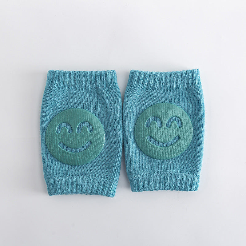 Woolen Baby Knee & Elbow Protectors – Soft Smiling Face Design for Crawling & Walking Protection