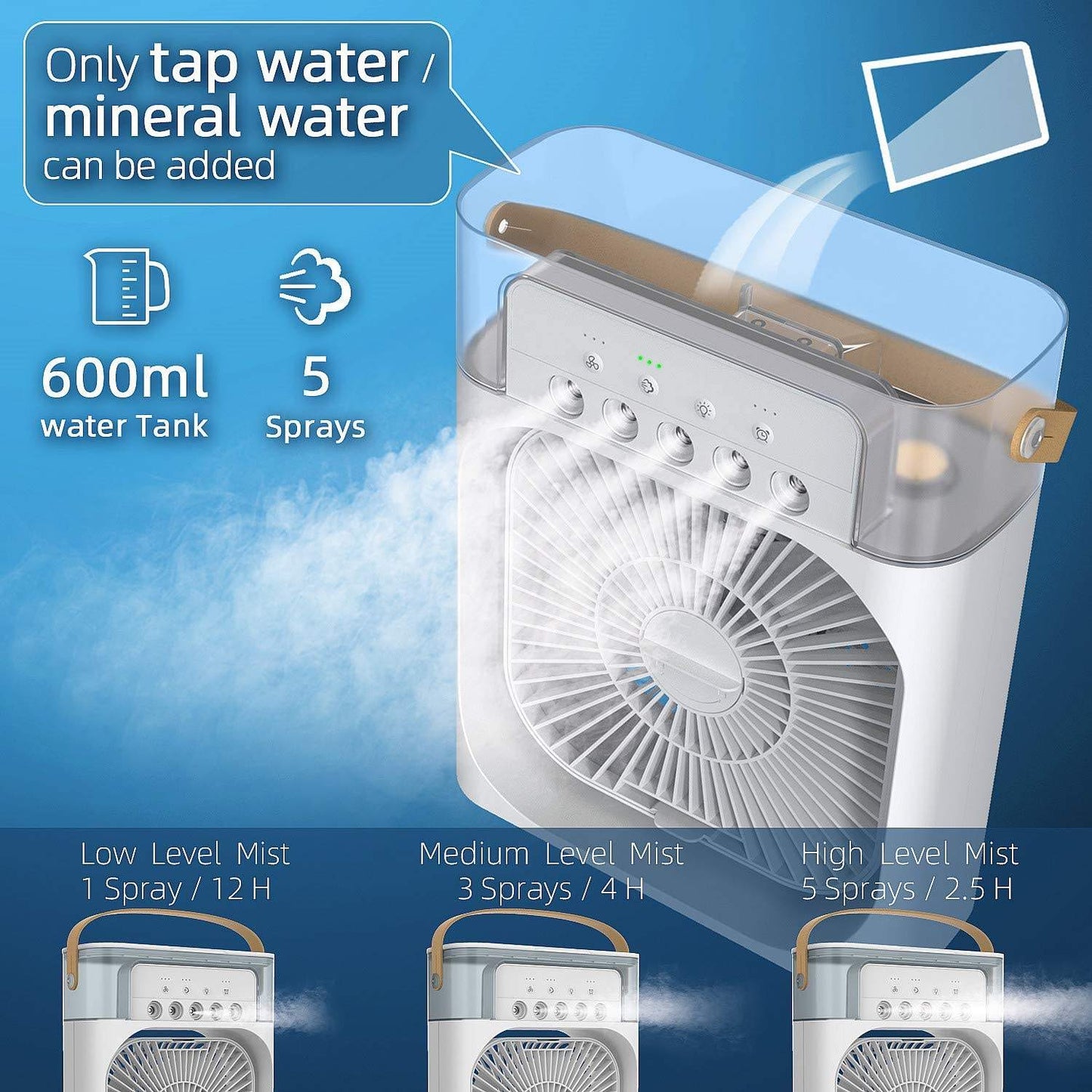 USB Desktop Water-Cooling Spray Fan – Portable Air Conditioner with Humidifier