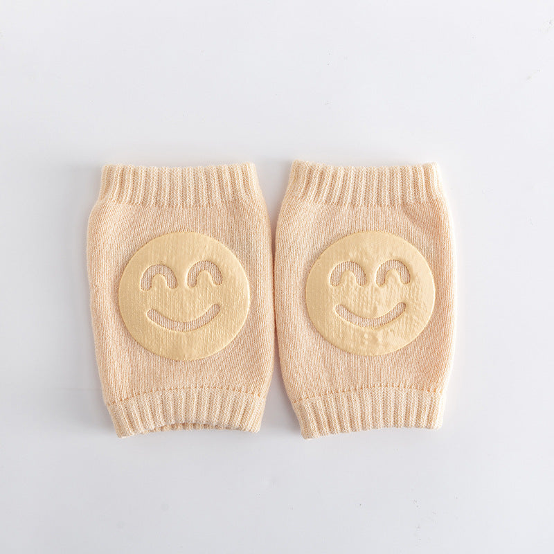 Woolen Baby Knee & Elbow Protectors – Soft Smiling Face Design for Crawling & Walking Protection
