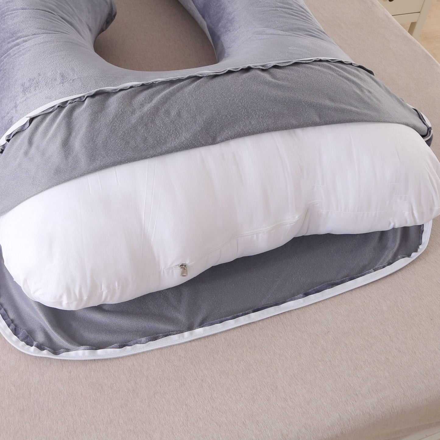 Pregnancy Pillow – Detachable Crystal Velvet G-Type Side-Lying Waist Protection Pillow for Expectant Mothers