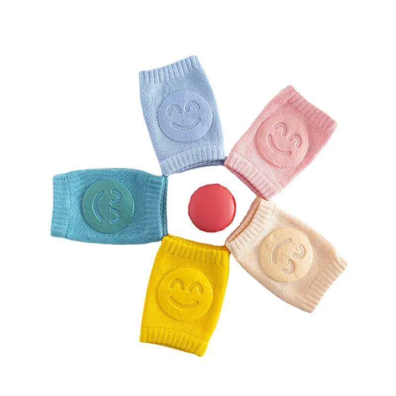 Woolen Baby Knee & Elbow Protectors – Soft Smiling Face Design for Crawling & Walking Protection