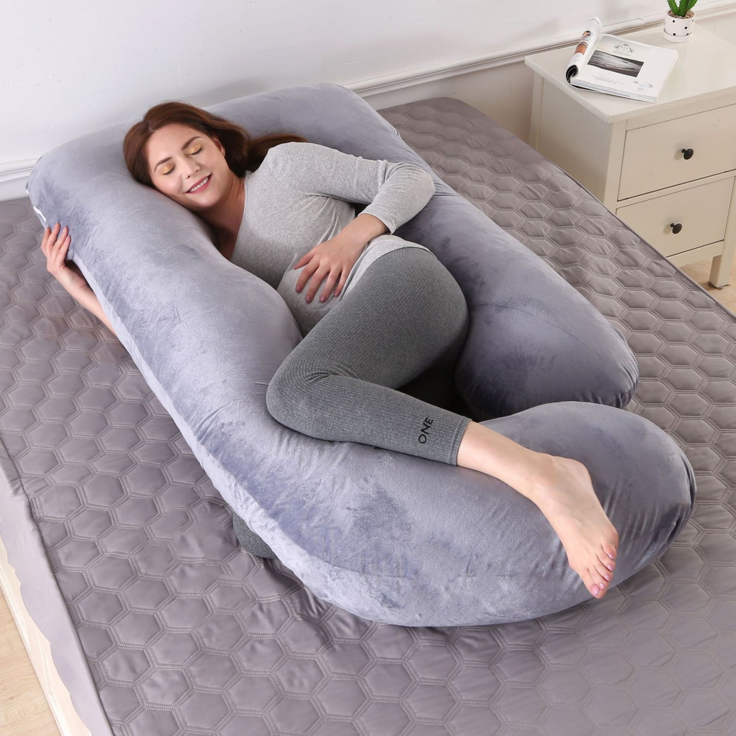 Pregnancy Pillow – Detachable Crystal Velvet G-Type Side-Lying Waist Protection Pillow for Expectant Mothers