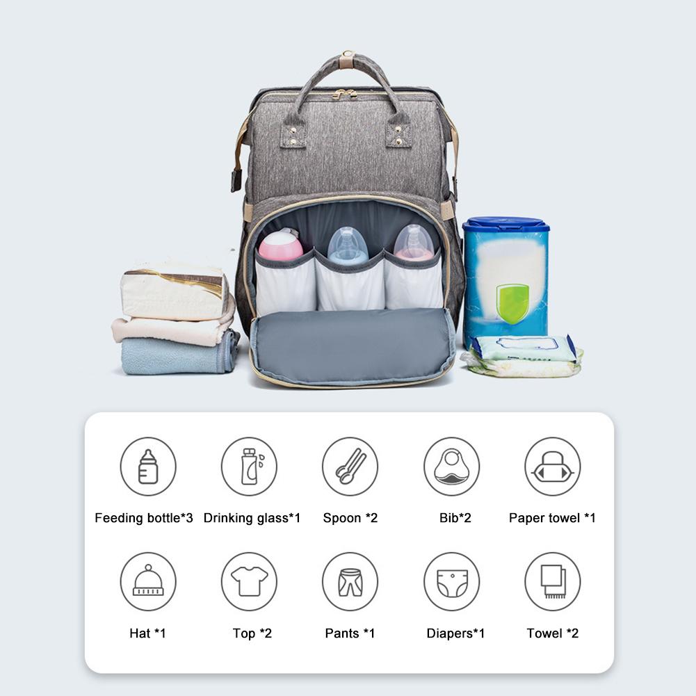 4-in-1 Convertible Baby Diaper Bag Backpack – Lightweight Travel Storage with Built-In Baby Bed