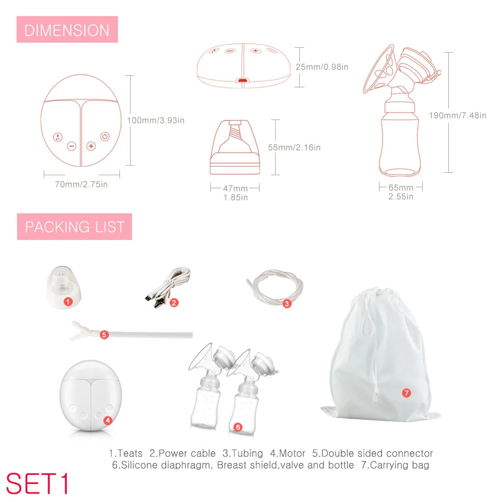 Electric Breast Pump – Unilateral & Bilateral Modes with Manual Silicone Pump for Effortless Breastfeeding