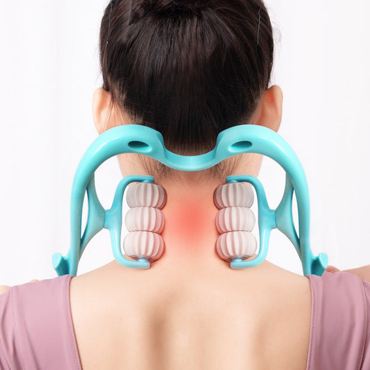 Six-Wheel Neck Massager – Manual Roller for Muscle Relief and Stress Reduction