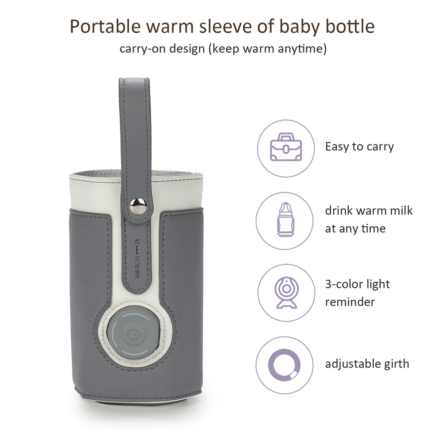 Portable Milk Warmer Bag – Leather Insulated Bottle Heater with Adjustable Temperature