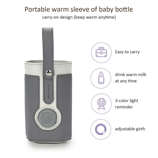 Portable Milk Warmer Bag – Leather Insulated Bottle Heater with Adjustable Temperature