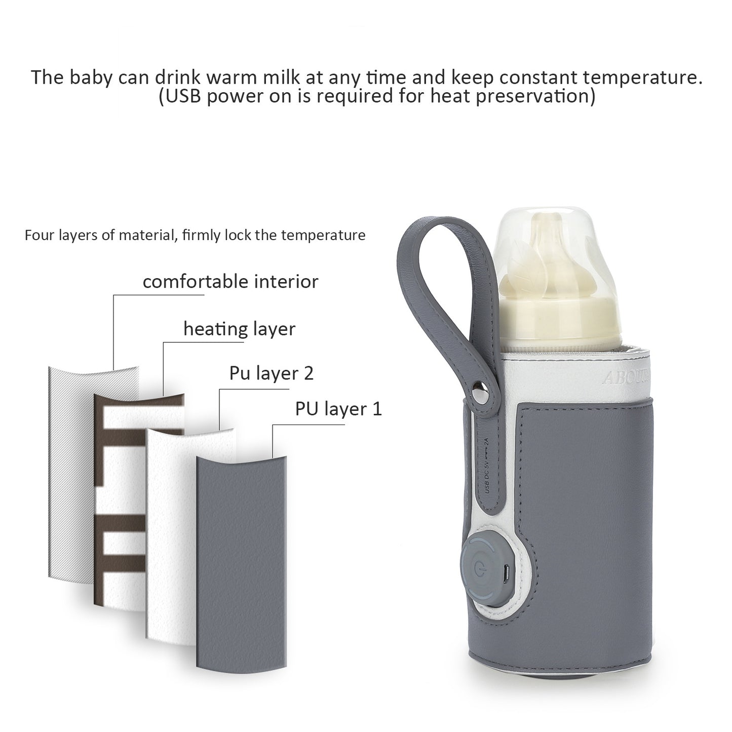 Portable Milk Warmer Bag – Leather Insulated Bottle Heater with Adjustable Temperature
