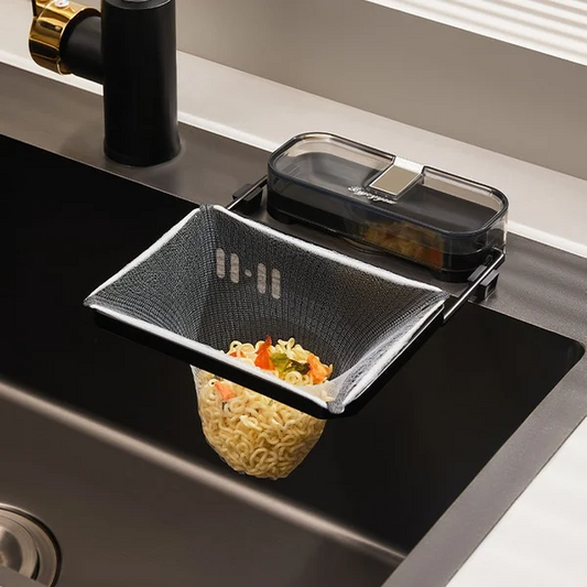 Foldable Hanging Mesh Sink Strainer – Kitchen Drain Rack for Fruits, Peels & Scraps
