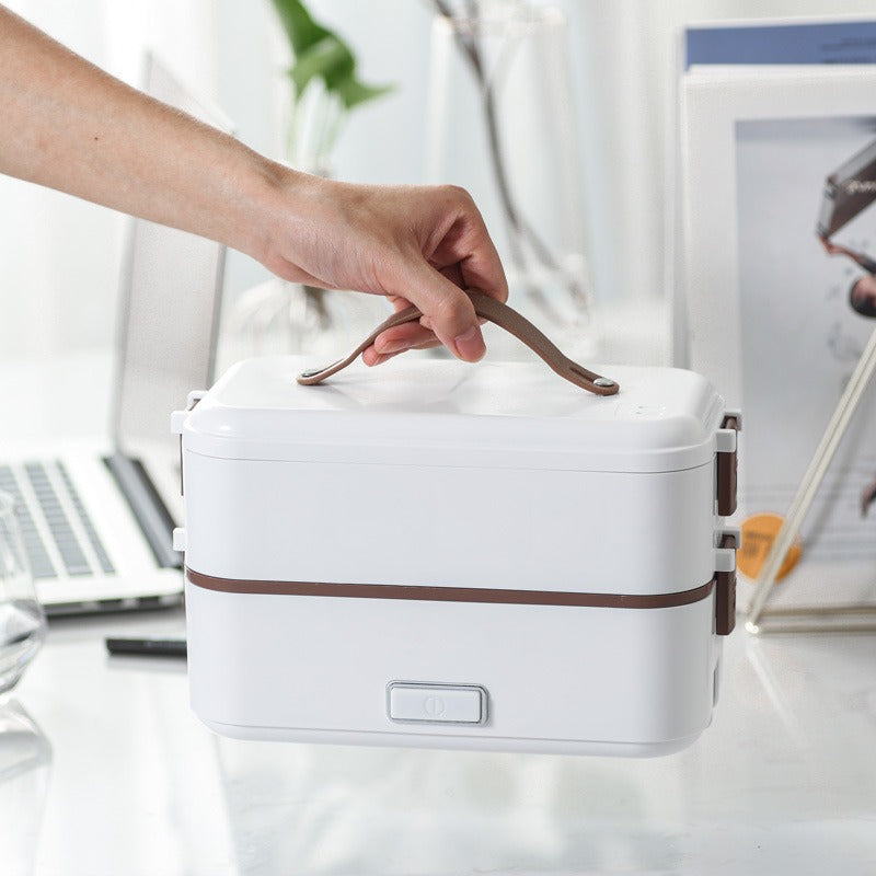 Electric Stainless Lunch Box with Rice Steaming – Portable Plug‑In Food Warmer