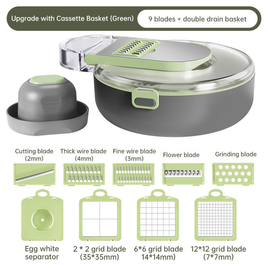 8-in-1 Multifunctional Vegetable Cutter & Grater – Household Kitchen Potato, Radish, and Food Shredder Tool