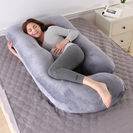 Pregnancy Pillow – Detachable Crystal Velvet G-Type Side-Lying Waist Protection Pillow for Expectant Mothers