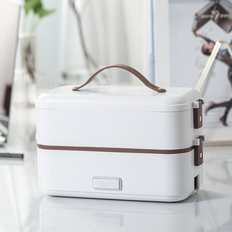 Electric Stainless Lunch Box with Rice Steaming – Portable Plug‑In Food Warmer