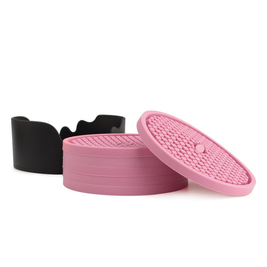 Heat-Resistant Silicone Drink Coaster Set (6 pcs + Tray) – Anti-Scald Coffee & Tea Pad for Tables