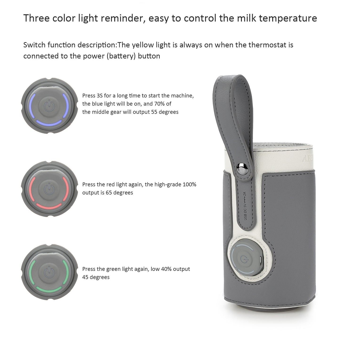Portable Milk Warmer Bag – Leather Insulated Bottle Heater with Adjustable Temperature
