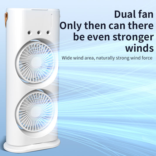 USB Portable Mini Air Conditioner Fan – Personal Dual-Air Cooling with Rechargeable Power