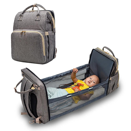 4-in-1 Convertible Baby Diaper Bag Backpack – Lightweight Travel Storage with Built-In Baby Bed