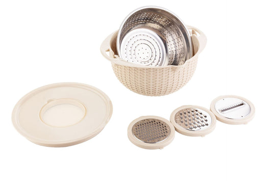 Rotatable Double-Layer Stainless Steel Basin – Vegetable Washing & Draining Basket with Built-In Water Filter