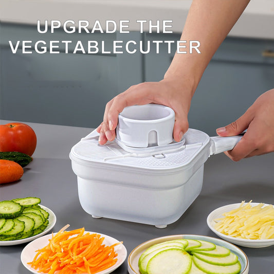 Multifunctional Vegetable Cutter with Drain Basket – 9-in-1 Chopper & Slicer for Kitchen Prep