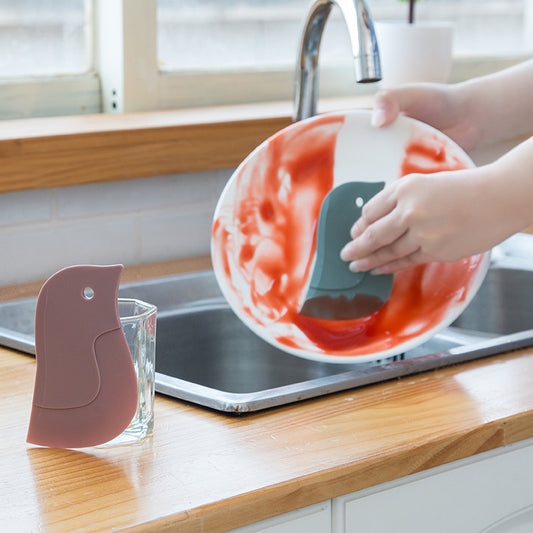 Penguin-Shaped Silicone Scraper Tool – Soft Blade Oil & Dirt Cleaning Gadget