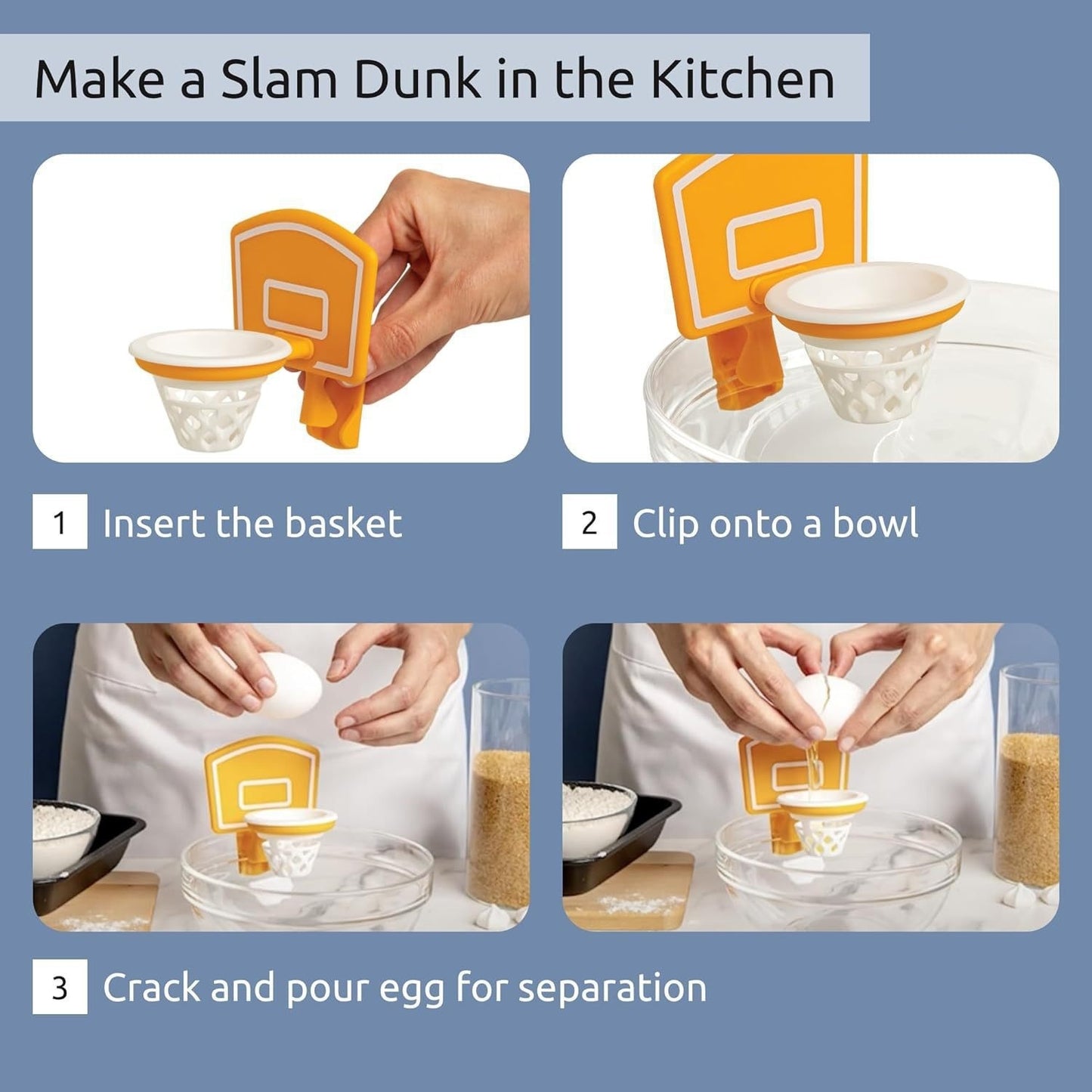 Egg Yolk & White Separator – Kitchen Basketball Hoop Gadget